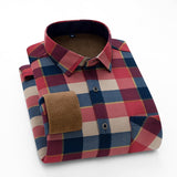 Aoliwen Winter warm shirt plus velvet thickening fashion print plaid shirt long sleeve men's brand shirt dress shirt sizeL-5XL