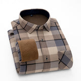 Aoliwen Winter warm shirt plus velvet thickening fashion print plaid shirt long sleeve men's brand shirt dress shirt sizeL-5XL