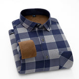 Aoliwen Winter warm shirt plus velvet thickening fashion print plaid shirt long sleeve men's brand shirt dress shirt sizeL-5XL