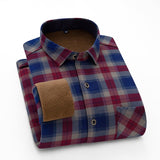 Aoliwen Winter warm shirt plus velvet thickening fashion print plaid shirt long sleeve men's brand shirt dress shirt sizeL-5XL