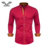 VISADA JAUNA Men Shirts Europe Size New Arrivals Slim Fit Male Shirt Solid Long Sleeve British Style Cotton Men's Shirt Office