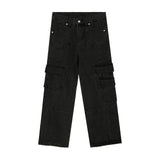 Black Clothing Men 2020 Autumn Vintage Jeans Washed Loose Wide Leg Pants Straight Cargo Pants Baggy Jeans Denim Jeans Streetwear