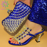 New Arrival Purple Color Italian Shoes with Matching Bags Shoes and Bag Set African Sets 2019 Fashion Sandals For Wedding Party
