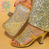 New Arrival Purple Color Italian Shoes with Matching Bags Shoes and Bag Set African Sets 2019 Fashion Sandals For Wedding Party