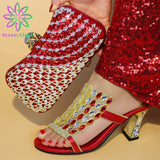 New Arrival Purple Color Italian Shoes with Matching Bags Shoes and Bag Set African Sets 2019 Fashion Sandals For Wedding Party