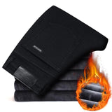 2020 For Cold  Slim Fit Stretch Thick Velvet Pants Warm Jeans Casual Grey  Fleece  Winter Jeans Men Black Elasticity Grey Jean