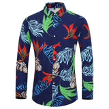 Many styles men long-sleeved plus size 7XL shirt fashion rose plant flower printed shirt Hawaii leisure vacation men's clothing