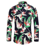 Many styles men long-sleeved plus size 7XL shirt fashion rose plant flower printed shirt Hawaii leisure vacation men's clothing
