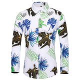 Many styles men long-sleeved plus size 7XL shirt fashion rose plant flower printed shirt Hawaii leisure vacation men's clothing