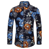 Many styles men long-sleeved plus size 7XL shirt fashion rose plant flower printed shirt Hawaii leisure vacation men's clothing