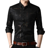 New Argyle luxury men's shirt Business Style Slim Soft Comfort Slim Fit Styles Long Sleeve Casual Dress Shirt Gift For Men