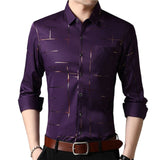 New Argyle luxury men's shirt Business Style Slim Soft Comfort Slim Fit Styles Long Sleeve Casual Dress Shirt Gift For Men