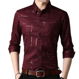New Argyle luxury men's shirt Business Style Slim Soft Comfort Slim Fit Styles Long Sleeve Casual Dress Shirt Gift For Men