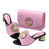 2020 New blue Matching Shoes and Bag Set In Heels African Shoes and Matching Bags Italian Pumps Matching Shoe and Bag Set