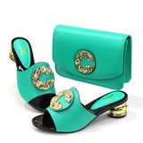 2020 New blue Matching Shoes and Bag Set In Heels African Shoes and Matching Bags Italian Pumps Matching Shoe and Bag Set