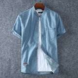 Plus Size L-5XL 6XL 7XL 8XL 100% Denim COTTON Shirt For Men's Short Sleeves 2021 Summer Style Fashion Casual Clothing
