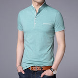 2021 New Fashion Brand Polo Shirt Men's Summer Mandarin Collar Slim Fit Solid Color Button Breathable Polos Casual Men Clothing
