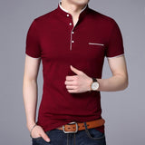 2021 New Fashion Brand Polo Shirt Men's Summer Mandarin Collar Slim Fit Solid Color Button Breathable Polos Casual Men Clothing