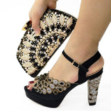 2020 NEW GREEN With Print Desgin Shoes And Evening Bag Set Hot Sale Sandal Shoes With Handbag  Heel Height 10.5CM