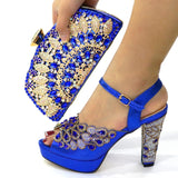 2020 NEW GREEN With Print Desgin Shoes And Evening Bag Set Hot Sale Sandal Shoes With Handbag  Heel Height 10.5CM