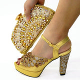 2020 NEW GREEN With Print Desgin Shoes And Evening Bag Set Hot Sale Sandal Shoes With Handbag  Heel Height 10.5CM