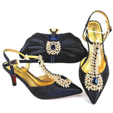 2021 Lastest Noble and Elegangt Fashionable Special Style Ladies Shoes and Bag Set in Green Color for Party and Wedding