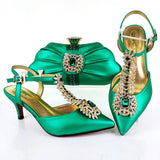 2021 Lastest Noble and Elegangt Fashionable Special Style Ladies Shoes and Bag Set in Green Color for Party and Wedding