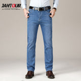 Men's Jeans Cotton Brand Business Casual Fashion Stretch Straight Work Classic Style Pants Trousers Male Plus Size 40 42 44 46