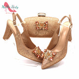 2020 Silver Color Mature Style Office Lady African Women Shoes and Bag Set Italian Ladies Matching Shoes and Bag Set