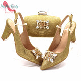 2020 Silver Color Mature Style Office Lady African Women Shoes and Bag Set Italian Ladies Matching Shoes and Bag Set