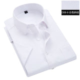 Summer S~8xl men's striped short sleeve dress shirt square collar non-iron regular fit anti-wrinkle  pocket  male social shirt