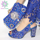 New Shoe and Matching Bag for Nigeria Party Slip on Shoes for Women Ladies Italian Shoes and Bag Set Decorated with Rhinestone