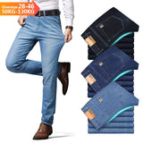Men's Jeans Cotton Brand Business Casual Fashion Stretch Straight Work Classic Style Pants Trousers Male Plus Size 40 42 44 46