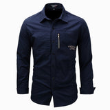 High quality Men's Slim Fit Dress Shirts Masculina Business Male Long Sleeves Army Casual Turn Down Neck Shirt Homme 3XL