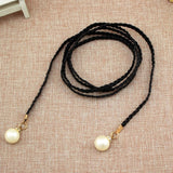 Fashion Thin PU Leather Belt Simulated Pearl Elastic Waist Belts Women Dress Skirt Decoration Fashion Girles Gifts Women Belt