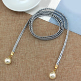 Fashion Thin PU Leather Belt Simulated Pearl Elastic Waist Belts Women Dress Skirt Decoration Fashion Girles Gifts Women Belt