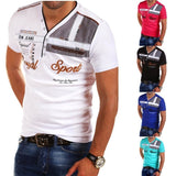 ZOGAA Men's Street Fashion Top Short Sleeved Polo Shirt Letter Printed Slim Fit Men Clothing VNeck Cotton Polo Shirts Brands Men