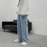 LAPPSTER Men Korean Streetwear Wide Legs Baggy Jeans 2021 Mens Autumn Harajuku Vintage Blue Denim Pants Male Casual Cargo Pants