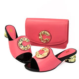 2020 New blue Matching Shoes and Bag Set In Heels African Shoes and Matching Bags Italian Pumps Matching Shoe and Bag Set