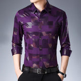 2021 Brand Casual Spring Luxury Plaid Long Sleeve Slim Fit Men Shirt Streetwear Social Dress Shirts Mens Fashions Jersey 2306