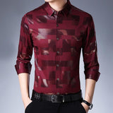 2021 Brand Casual Spring Luxury Plaid Long Sleeve Slim Fit Men Shirt Streetwear Social Dress Shirts Mens Fashions Jersey 2306