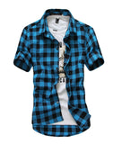 Men's Shirts Short Sleeve Plaid Button-Down Summer Casual Tops Tee Rugby Classic Shirts Clothing Hot Sale 2021 M-3XL