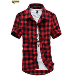 Men's Shirts Short Sleeve Plaid Button-Down Summer Casual Tops Tee Rugby Classic Shirts Clothing Hot Sale 2021 M-3XL