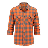 Dioufond Mens Pocket Flannel Plaid Cotton Shirt Long Sleeve Checkered Casual Slim Fit Black Warm Autumn Winter Shirts New