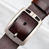 New Leather Cowhide Men's Belt Fashion Metal Alloy Pin Buckle Adult Luxury Brand Jeans Business Casual Waist Male Strap Brand