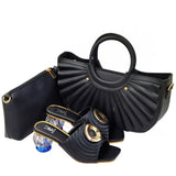 2021 Fashion Brand Weave Slippers Ladies Elegant Heels Sandals Slip On Slide Femmes Sandales Mujer Slipper Shoes and Bag Set
