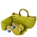 2021 Fashion Brand Weave Slippers Ladies Elegant Heels Sandals Slip On Slide Femmes Sandales Mujer Slipper Shoes and Bag Set