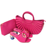 2021 Fashion Brand Weave Slippers Ladies Elegant Heels Sandals Slip On Slide Femmes Sandales Mujer Slipper Shoes and Bag Set