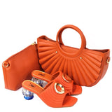 2021 Fashion Brand Weave Slippers Ladies Elegant Heels Sandals Slip On Slide Femmes Sandales Mujer Slipper Shoes and Bag Set
