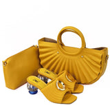 2021 Fashion Brand Weave Slippers Ladies Elegant Heels Sandals Slip On Slide Femmes Sandales Mujer Slipper Shoes and Bag Set